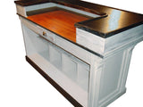 Distressed white antique repro counter /bar/reception desk/ hostess station