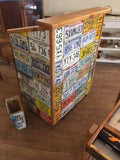 Ready to ship License plate wrapped hostess station - man cave Bar